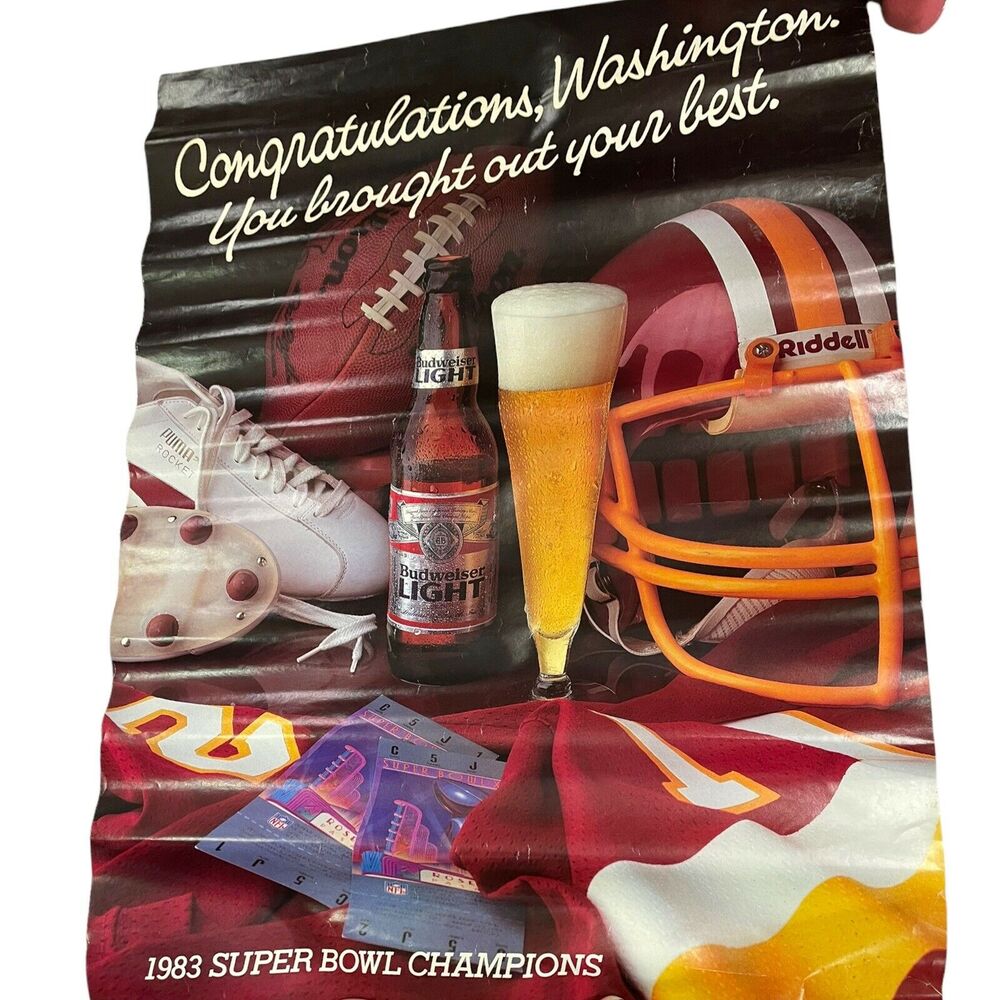 SUPER RARE Washington Redskins NFL Super Bowl 1983 XVII Anheuser Busch Poster